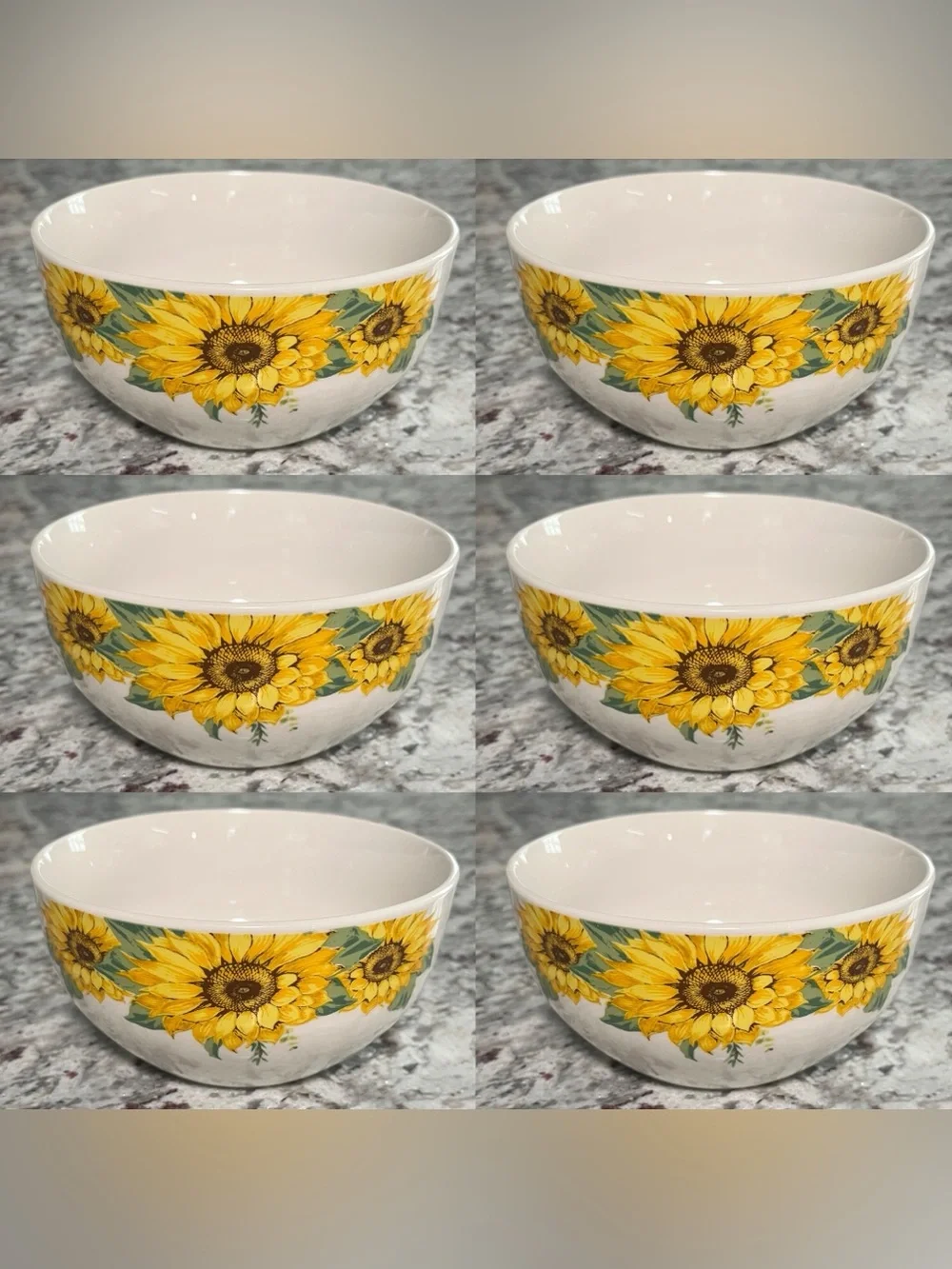 Royal Norfolk 6 Sunflower Cereal Bowls Fall Floral Country Boho Cottagecore